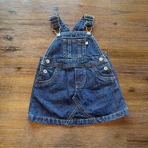 3/24$ Carter's Baby Denim Jean Overall Dress with Colourful Stitching size 6M